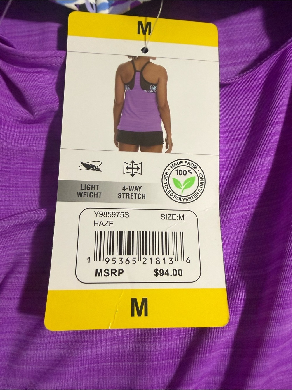 ZeroXposur Purple Active Tie-Side Cami with Floral Trim - Picture 3 of 8
